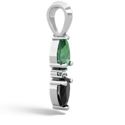 Lab Emerald Bowtie Drop 14K White Gold pendant P0865