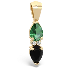 Lab Emerald Bowtie Drop 14K Yellow Gold pendant P0865