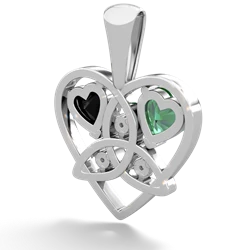 Lab Emerald Celtic Trinity Heart 14K White Gold pendant P5331