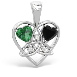 Lab Emerald Celtic Trinity Heart 14K White Gold pendant P5331