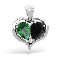 Lab Emerald Two Become One 14K White Gold pendant P5330