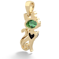 Lab Emerald Kitten 14K Yellow Gold pendant P5780