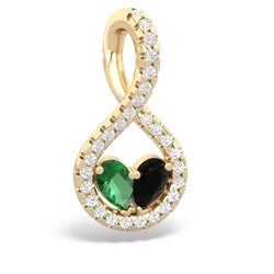 Lab Emerald Pave Twist 'One Heart' 14K Yellow Gold pendant P5360