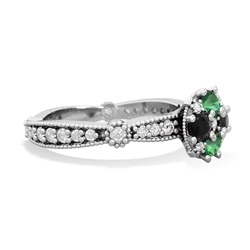 Lab Emerald Sparkling Tiara Cluster 14K White Gold ring R26293RD