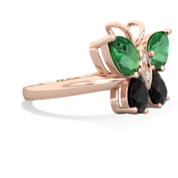 Lab Emerald Butterfly 14K Rose Gold ring R2215