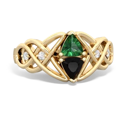 Lab Emerald Keepsake Celtic Knot 14K Yellow Gold ring R5300