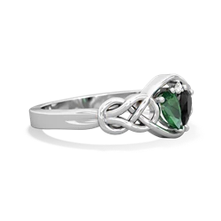 Lab Emerald Celtic Love Knot 14K White Gold ring R5420