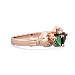 Lab Emerald 'Our Heart' Claddagh 14K Rose Gold ring R2388