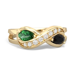 Lab Emerald Diamond Infinity 14K Yellow Gold ring R5390