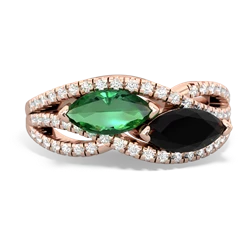 Lab Emerald Diamond Rivers 14K Rose Gold ring R3070