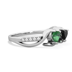 Lab Emerald Side By Side 14K White Gold ring R3090