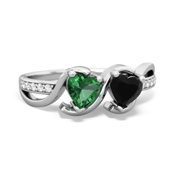 Lab Emerald Side By Side 14K White Gold ring R3090