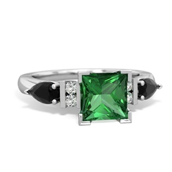 Lab Emerald 6Mm Princess Eternal Embrace Engagement 14K White Gold ring C2002