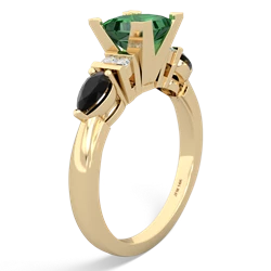 Lab Emerald 6Mm Princess Eternal Embrace Engagement 14K Yellow Gold ring C2002