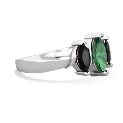 Lab Emerald Three Peeks 14K White Gold ring R2433