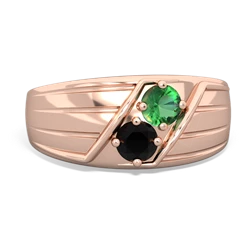 Lab Emerald Men's Streamline 14K Rose Gold ring R0460