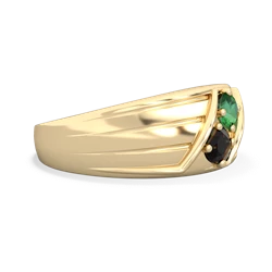 Lab Emerald Men's Streamline 14K Yellow Gold ring R0460