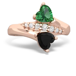 Lab Emerald Heart To Heart 14K Rose Gold ring R2064