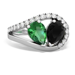 Lab Emerald Nestled Heart Keepsake 14K White Gold ring R5650