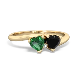 Lab Emerald Sweethearts 14K Yellow Gold ring R5260