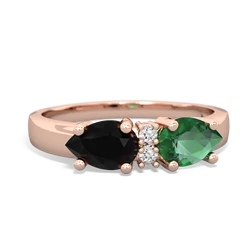 Lab Emerald Pear Bowtie 14K Rose Gold ring R0865