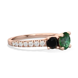 Lab Emerald Pave Trellis 14K Rose Gold ring R5500