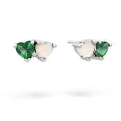 Lab Emerald Sweethearts 14K White Gold earrings E5260