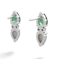 Lab Emerald Bowtie Drop 14K White Gold earrings E0865