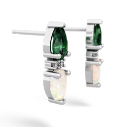 Lab Emerald Bowtie Drop 14K White Gold earrings E0865