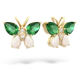 Lab Emerald Butterfly 14K Yellow Gold earrings E2215