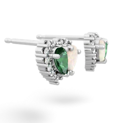 Lab Emerald Halo 14K White Gold earrings E7008