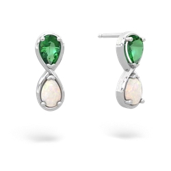 Lab Emerald Infinity 14K White Gold earrings E5050