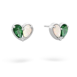 Lab Emerald 'Our Heart' 14K White Gold earrings E5072