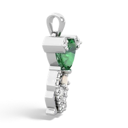 Lab Emerald Puppy Love 14K White Gold pendant P5800