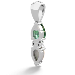 Lab Emerald Bowtie Drop 14K White Gold pendant P0865