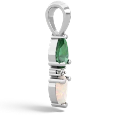 Lab Emerald Bowtie Drop 14K White Gold pendant P0865