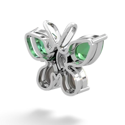 Lab Emerald Butterfly 14K White Gold pendant P2215