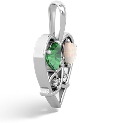 Lab Emerald Celtic Trinity Heart 14K White Gold pendant P5331