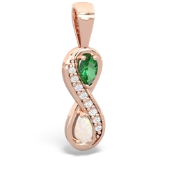 Lab Emerald Diamond Infinity 14K Rose Gold pendant P5390