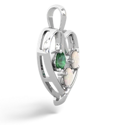 Lab Emerald Glowing Heart 14K White Gold pendant P2233