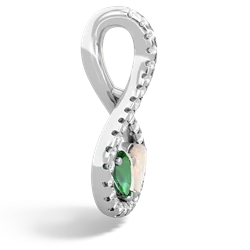 Lab Emerald Pave Twist 'One Heart' 14K White Gold pendant P5360