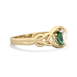 Lab Emerald Celtic Love Knot 14K Yellow Gold ring R5420