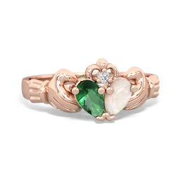 Lab Emerald 'Our Heart' Claddagh 14K Rose Gold ring R2388