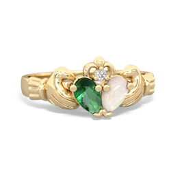 Lab Emerald 'Our Heart' Claddagh 14K Yellow Gold ring R2388