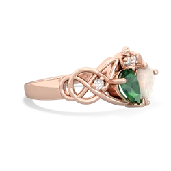 Lab Emerald 'One Heart' Celtic Knot Claddagh 14K Rose Gold ring R5322