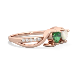 Lab Emerald Side By Side 14K Rose Gold ring R3090