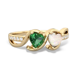 Lab Emerald Side By Side 14K Yellow Gold ring R3090