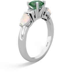 Lab Emerald 6Mm Round Eternal Embrace Engagement 14K White Gold ring R2005