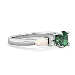 Lab Emerald 6Mm Round Eternal Embrace Engagement 14K White Gold ring R2005