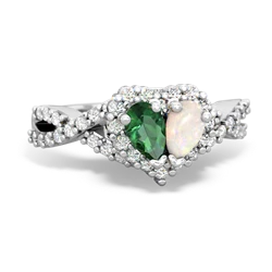 Lab Emerald Diamond Twist 'One Heart' 14K White Gold ring R2640HRT